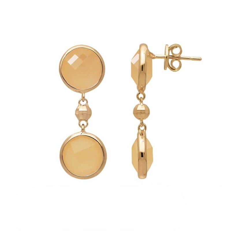 Boucles D'oreilles Argent Valentine Doré Cristal Pêche