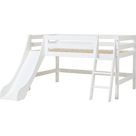 Hoppekids ECO Luxury halvhøj seng med rutsjebane og skrå stige 90x200 cm