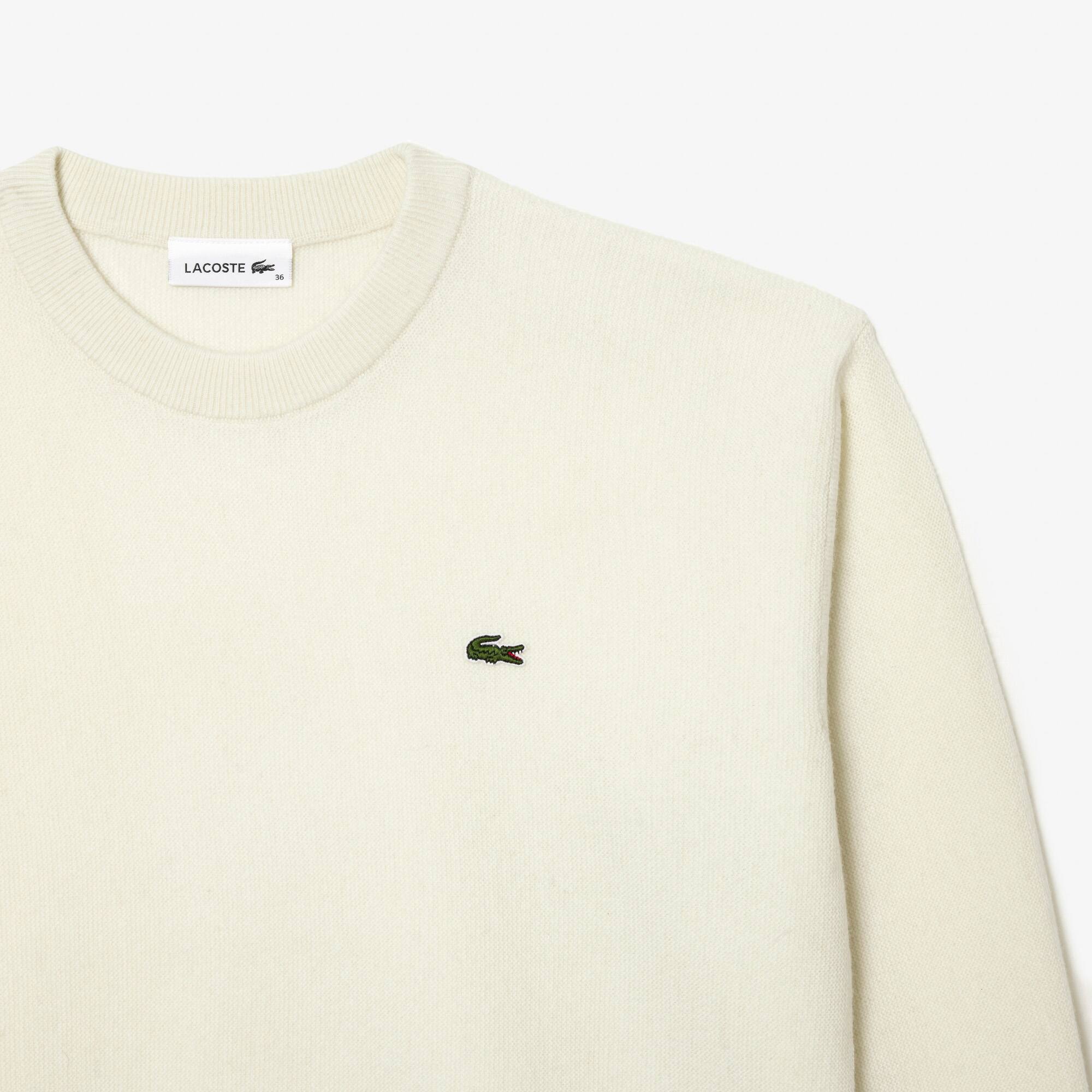 Pull femme Lacoste col rond en laine Pullovers - Blanc - Lacoste - Femme