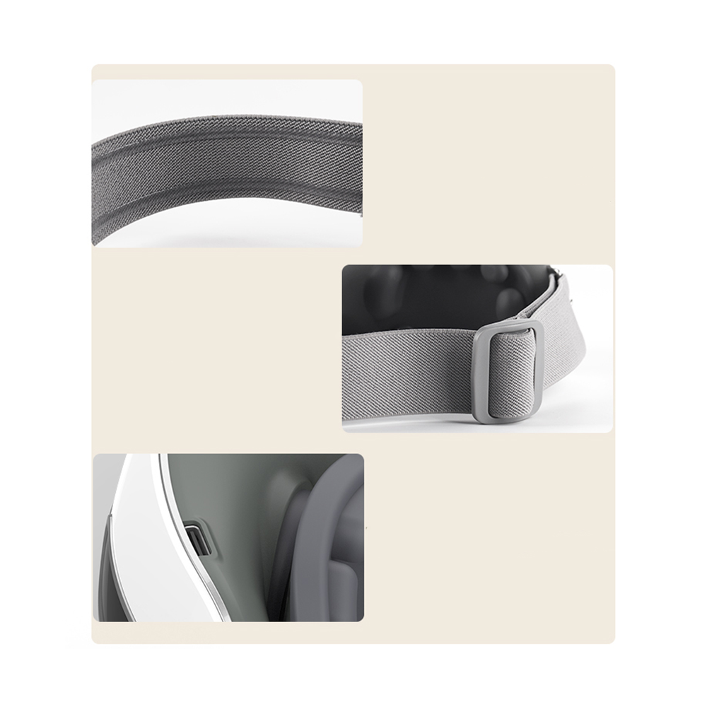 Elektrische USB Knetmassagen Augenmaske Wärmende Bluetooth Augenbinde - Weiss / Grau