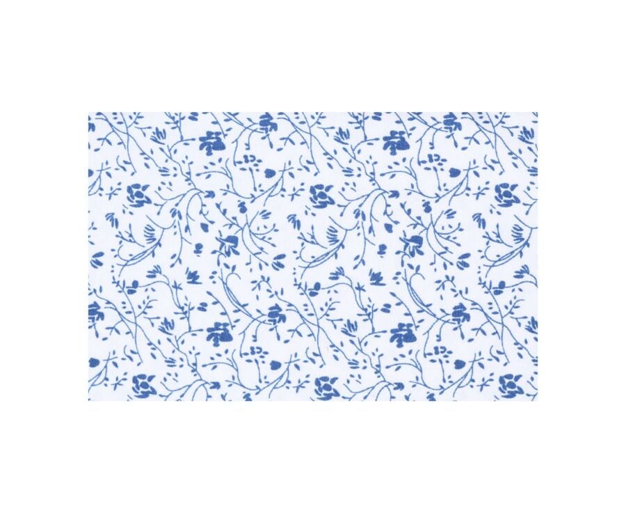 Chemise imprimée blanche à fleurs bleues - Col français - FIDÉLIAS