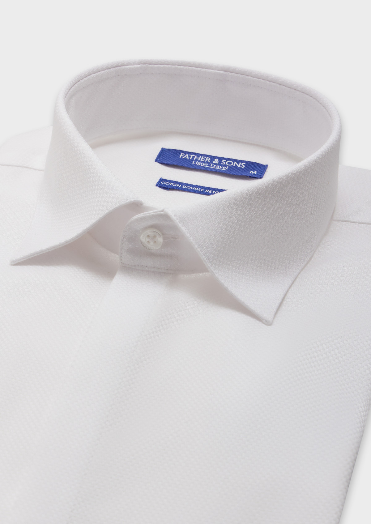 Chemise habillée non-iron Slim en coton façonné uni blanc