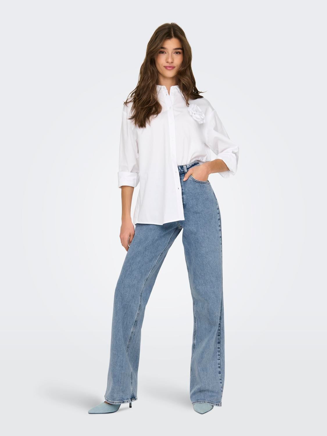 ONLCAMILLE Hohe Taille Weiter Beinschnitt Jeans Light Blue Denim