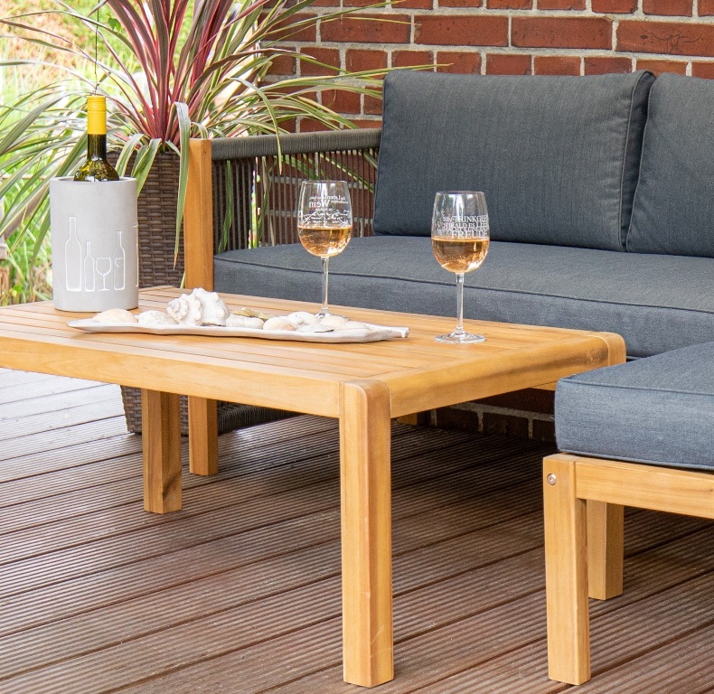 3-teiliges Lounge-Set - grau - Akazie massiv - 200 cm