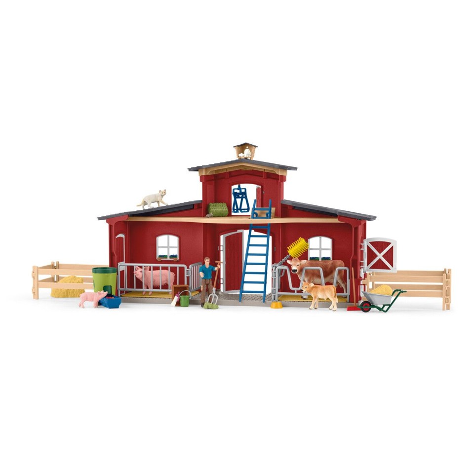Schleich - Farm World - Rød Bondegård m/Dyr & Tilbehør (42606)