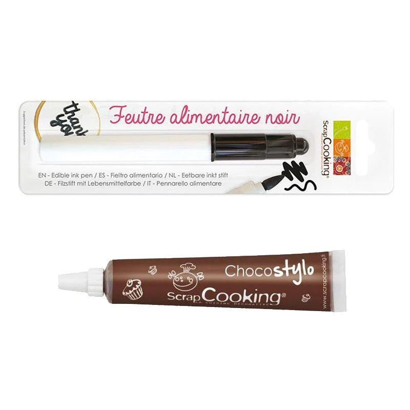 Stylo chocolat + Feutre alimentaire noir Scrapcooking