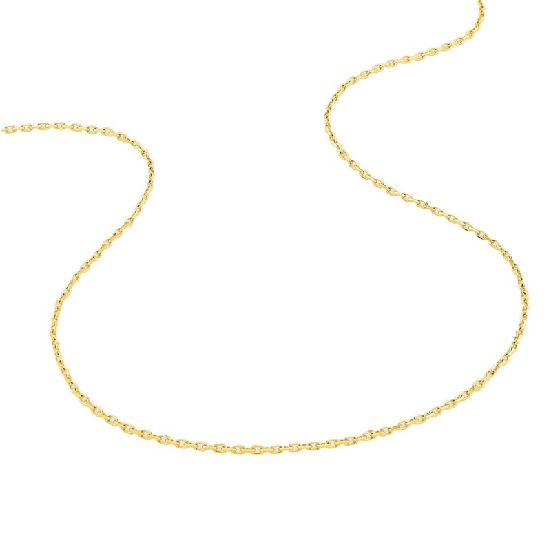 Chaîne mixte 40 cm - Maille Forçat diamanté - Or 18 Carats - Largeur 1.45 mm