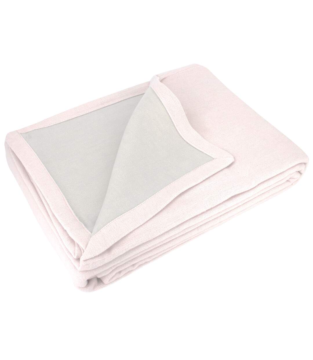 Couverture été 220x240 cm coton 260g/m2 PROVENCE bicolore rose poudré/perle