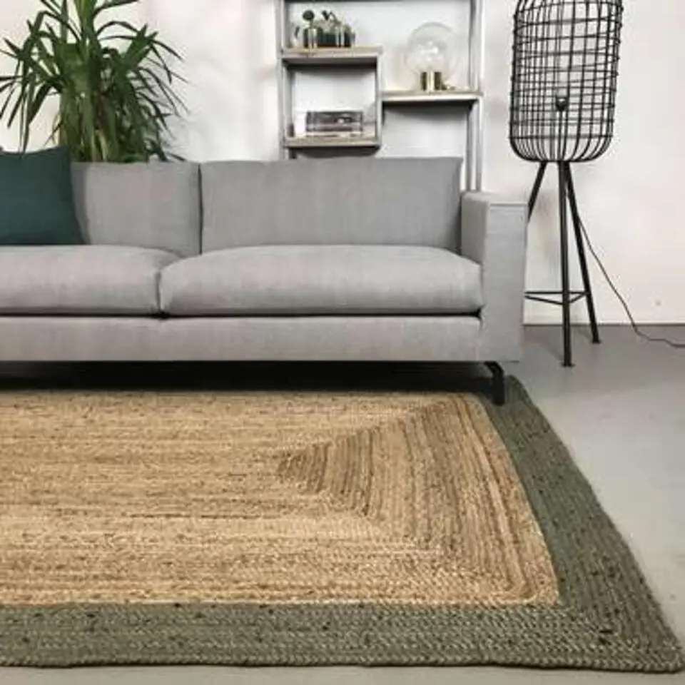Eva Interieur Vloerkleed Jute - Naturel/Groen - 140x190