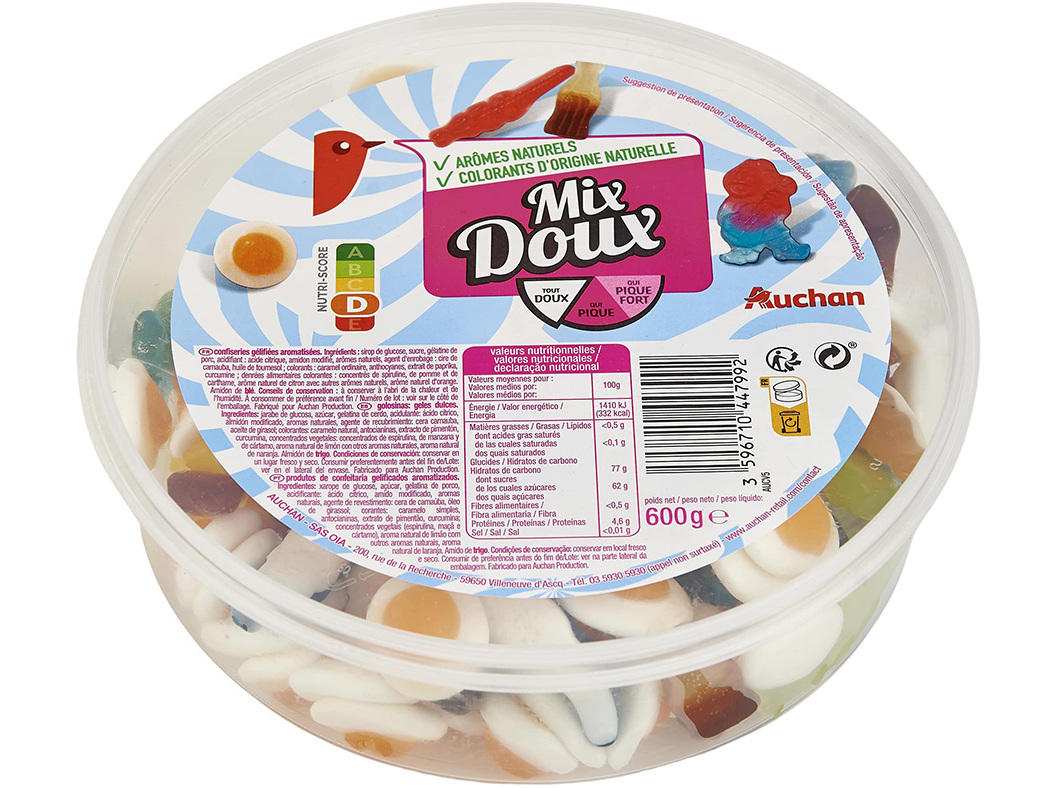 GOMAS SORTIDAS AUCHAN MIX EM CAIXA 600G