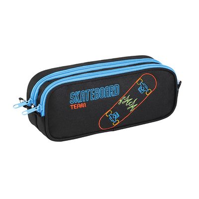 Trousse rectangulaire Skate - 2 compartiments - noir - Viquel