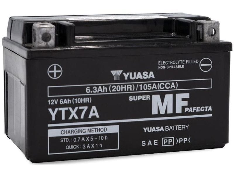 YUASA Motorradbatterie AGM 12V/6.3Ah/100A Wartungsfreie Batterie