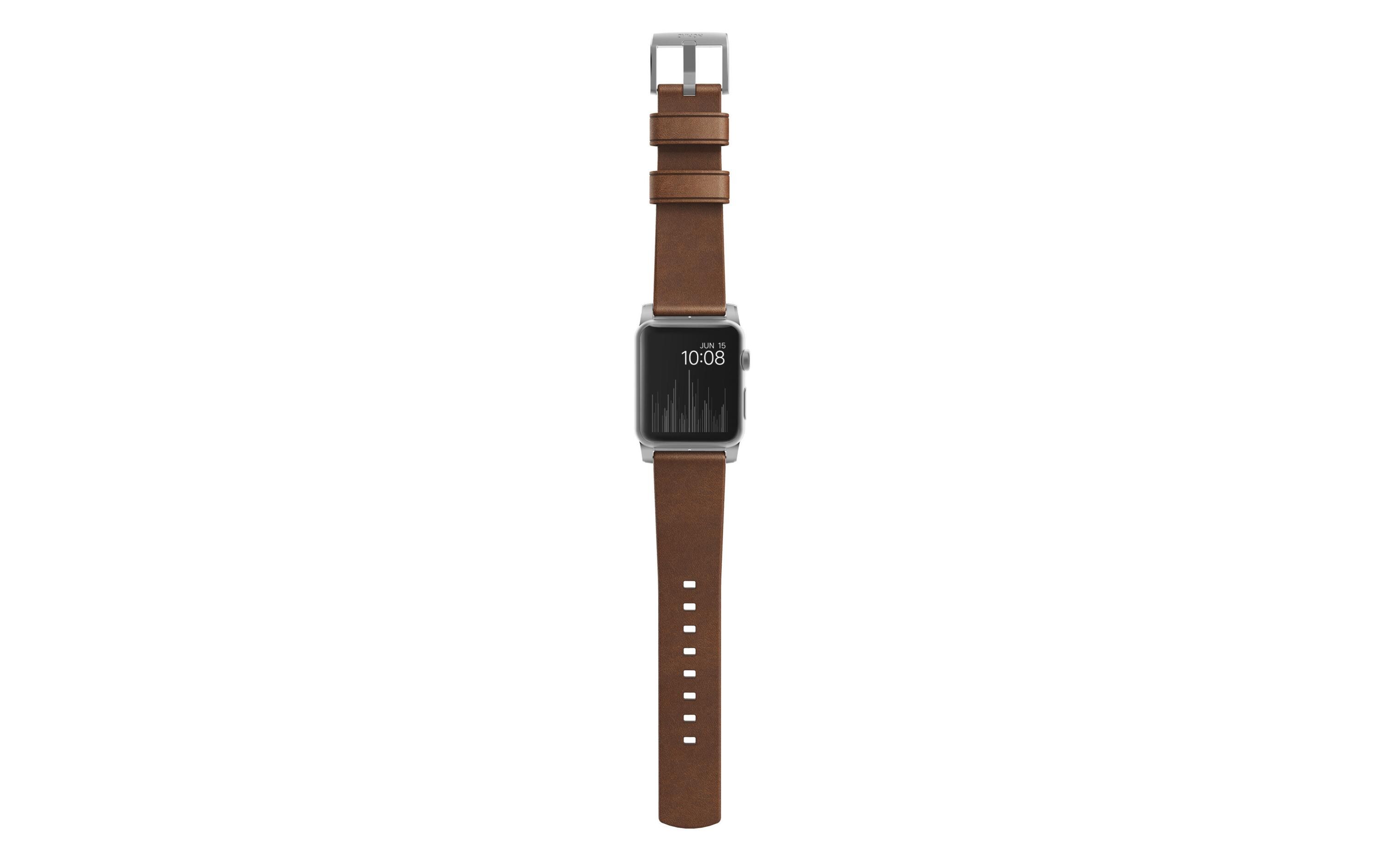 Lederarmband Modern Strap Apple Watch Braun/SilberPremium-Lederarmband für die Apple Watch