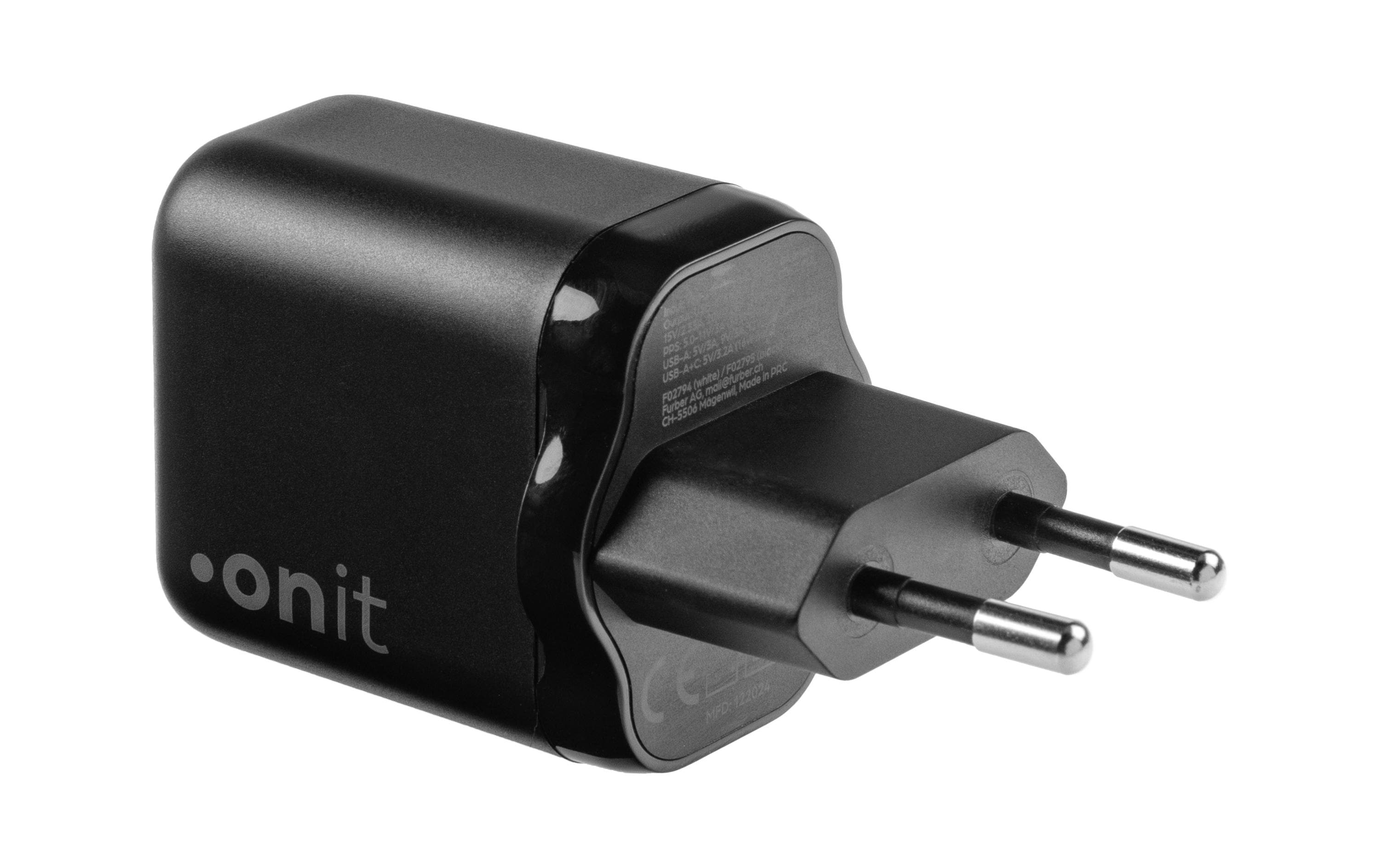 USB-Wandladegerät Dual 1C1A 35 W GaN SchwarzLadeadapter mit einem USB-C- und einem USB-A-Port