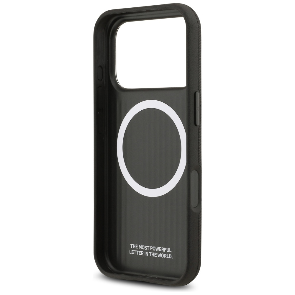 iPhone 17 Pro MagSafe Leder Hardcase Hülle FW Metal Logo (BMHMP17L25PFWSMK) - Schwarz