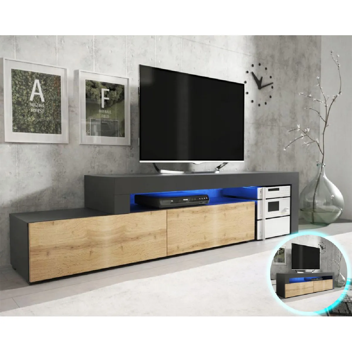 Dusine Meuble TV Flex - Noir et Bois