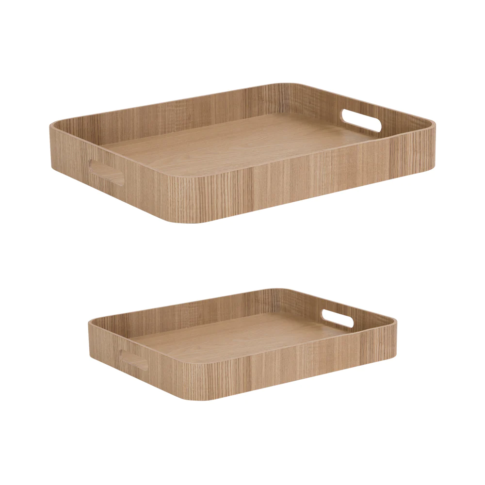 Set de 2 plateaux rectangles bois naturel Table passion