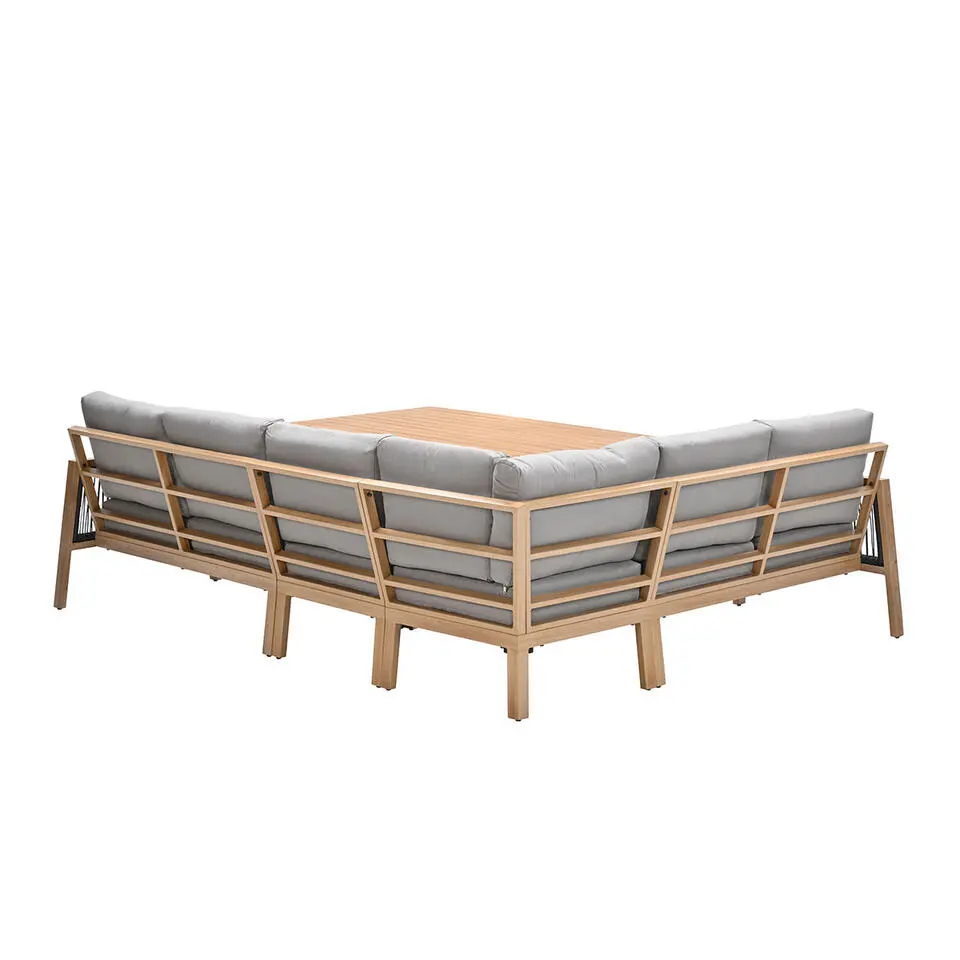 Decala lounge-diningset -5-delig-aluminium-light teak look-desert sand