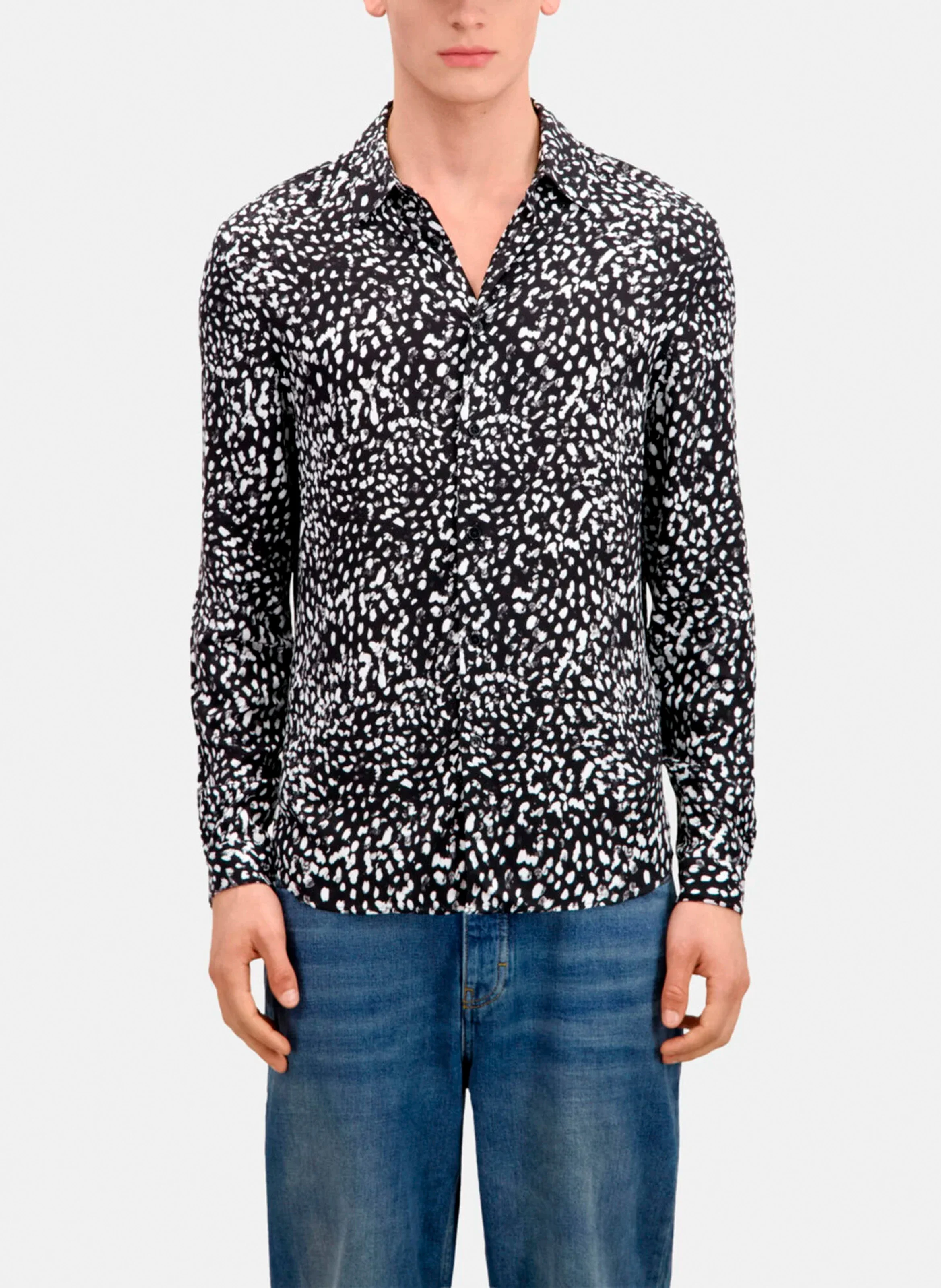 Chemise fluide regular-fit imprimée| Noir