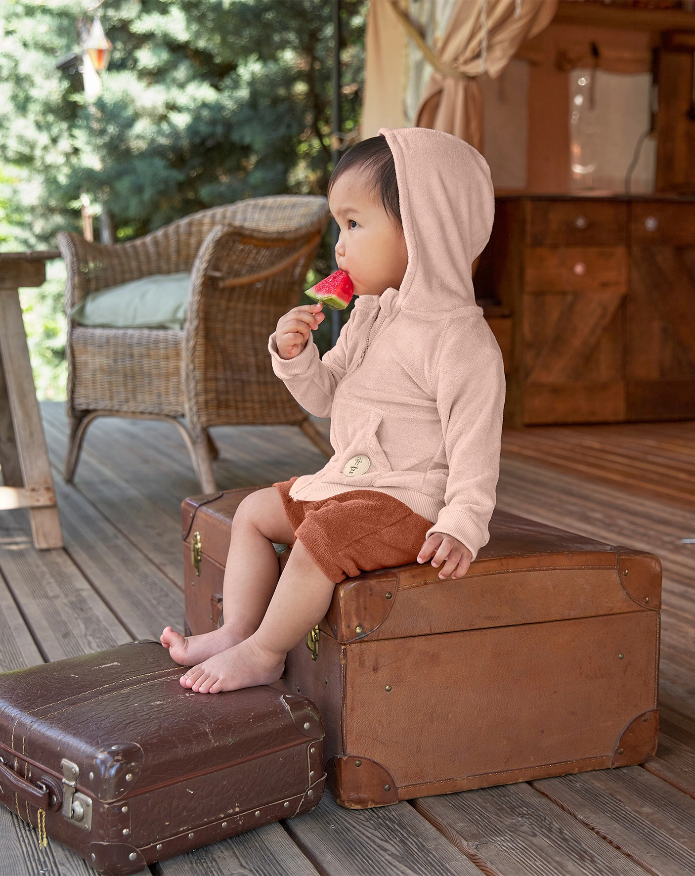 Frottee Kapuzenjacke TERRY in powder pink