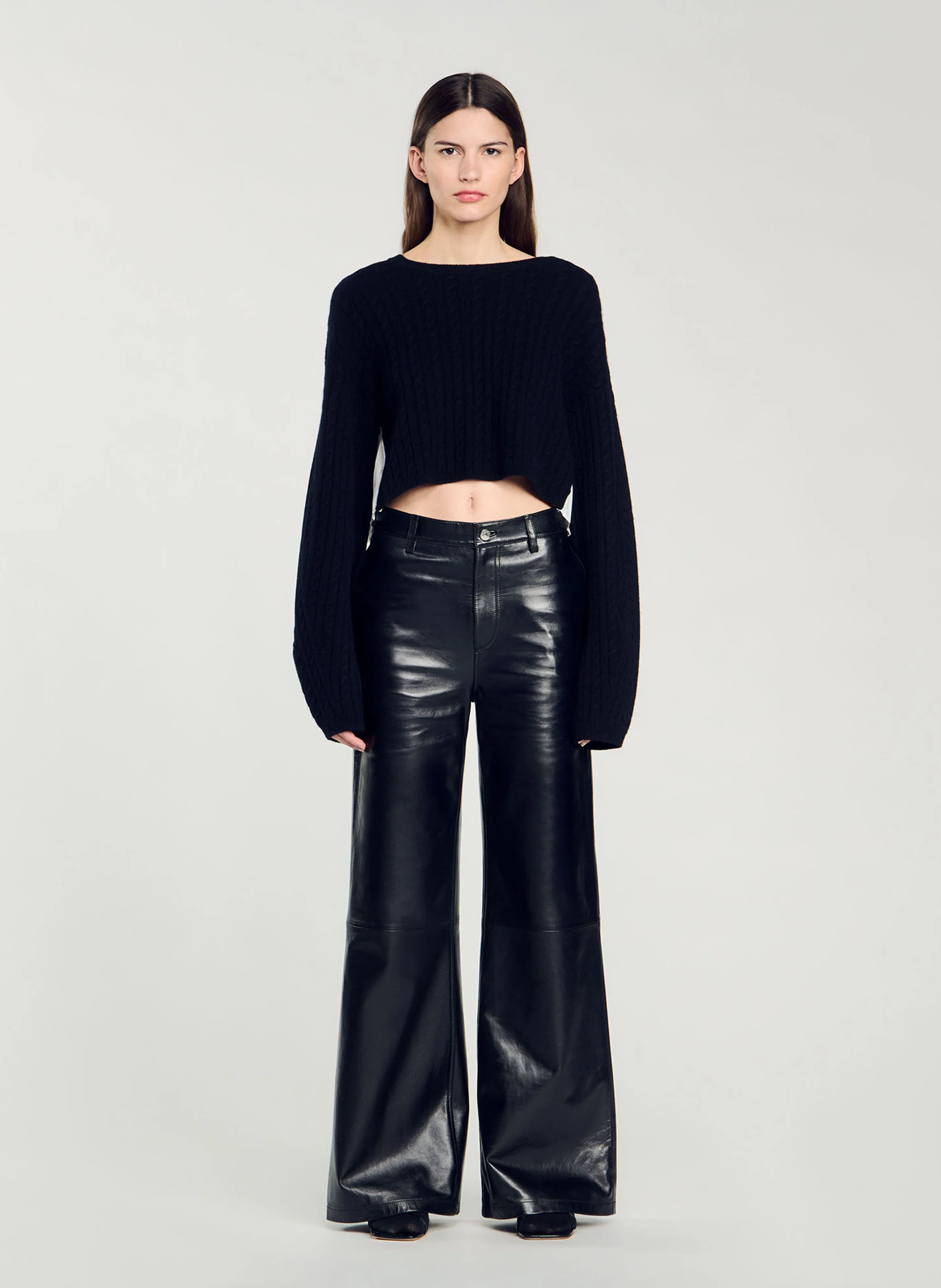 Pull col rond en laine mélangée | Noir