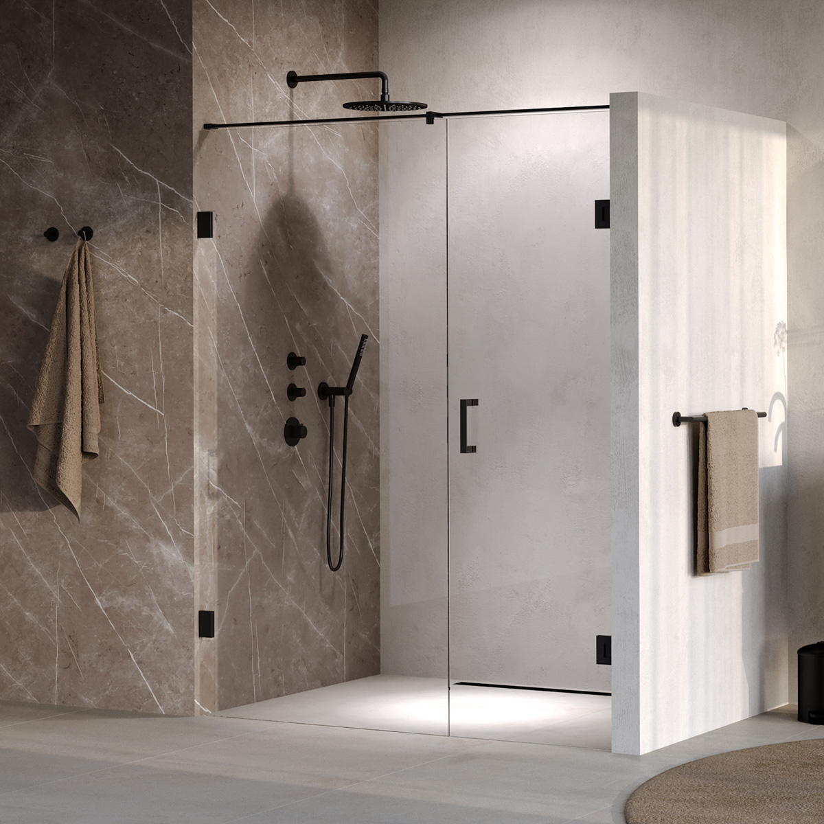 Brauer Void profielloze nisdeur 160cm met draaideur 70cm aan muur zwart mat