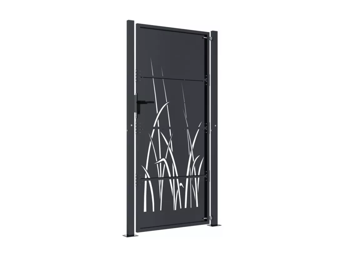 Portail de jardin anthracite 105x180cm acier conception d'herbe