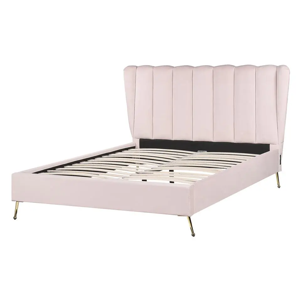 MIRIBEL - Tweepersoonsbed - Roze - 140x200 - Fluweel