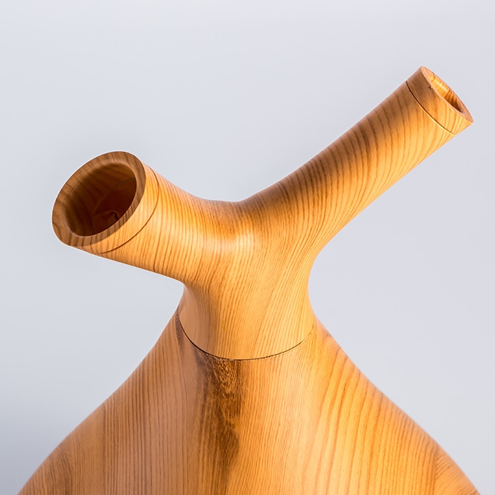 Ultraschall Luftbefeuchter Aroma Öl Diffuser in Holz Optik mit LED Beleuchtung - Hellbraun