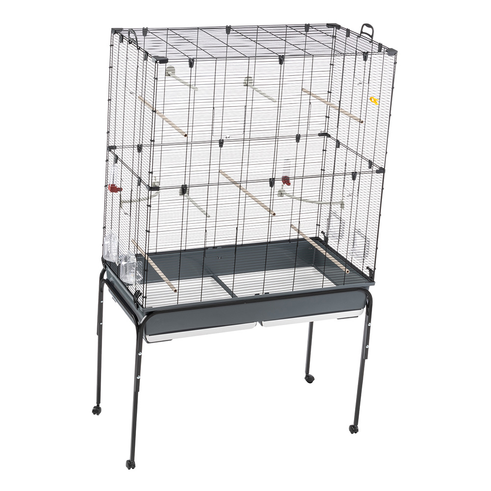 Ferplast cage oiseaux planeta, volière, perruche, canari, petits oiseaux, avec mangeoire et accessoires, support à roulettes