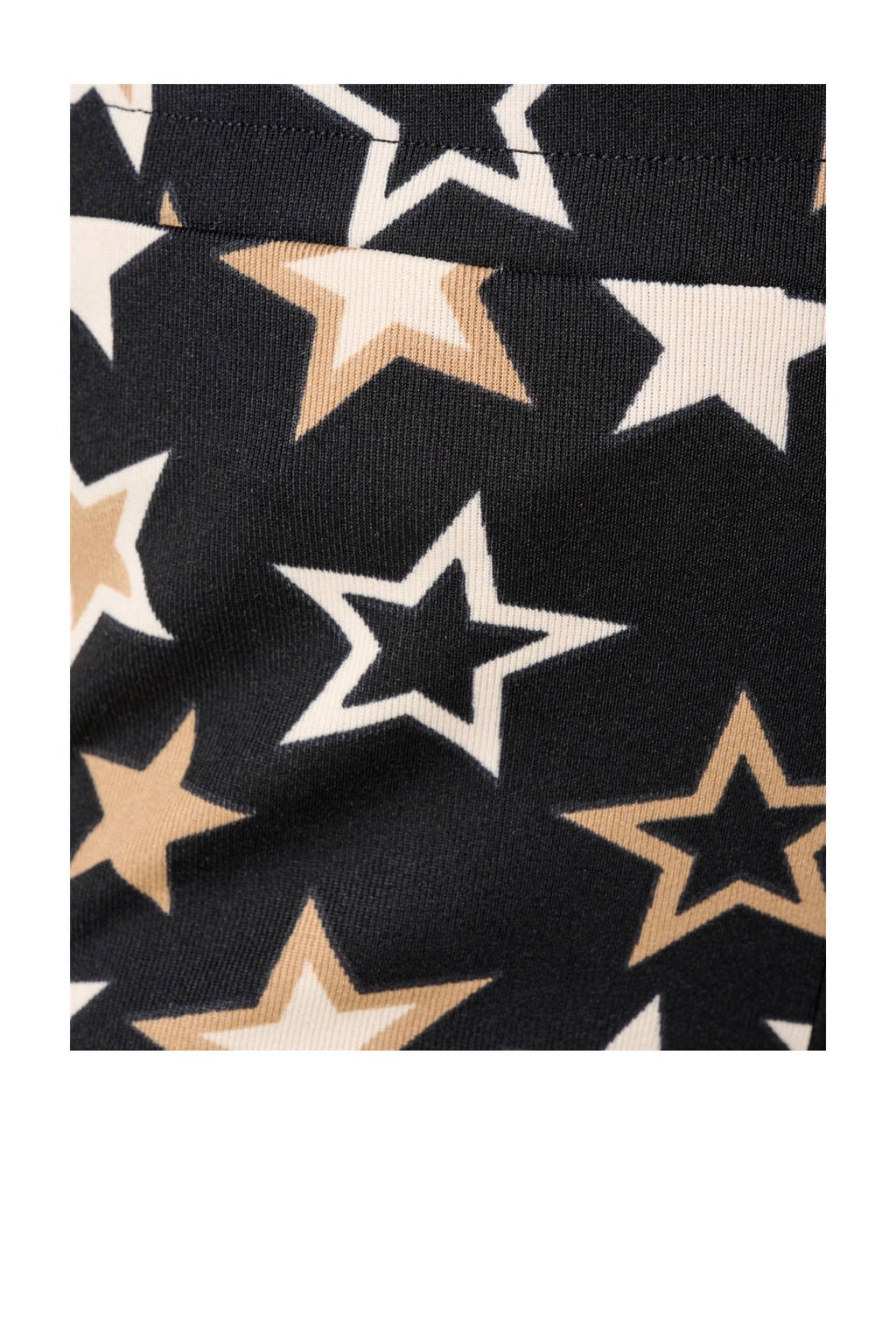 Shoeby flared broek met sterren zwart/goud/wit