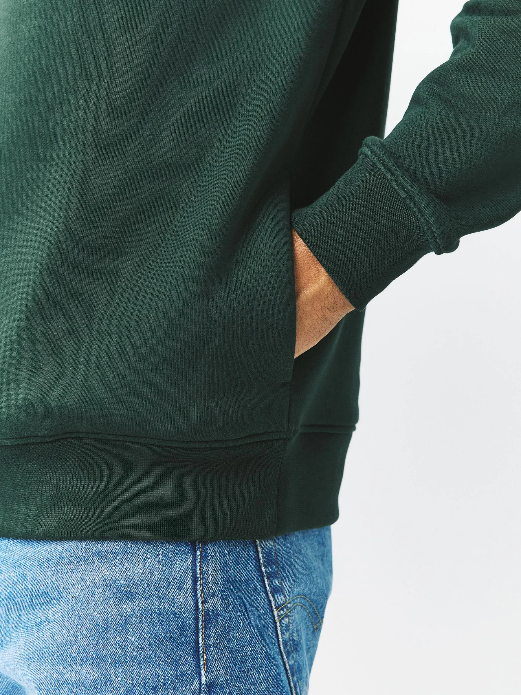 Groen - Kwartrits - Sweatshirt van jersey met hoog katoengehalte