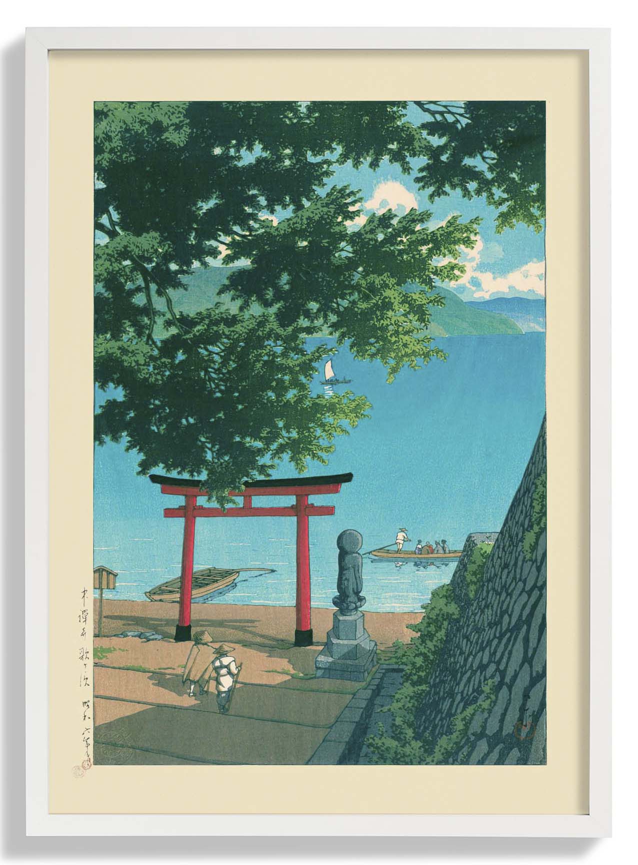 Nikkō Chūzenji See, Utagahama Kunstdruck von Hasui