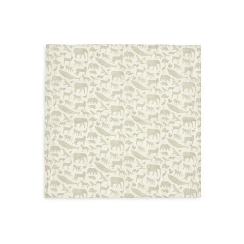 Lot de 3 langes gaze de coton small Animals Olive Green - JOLLEIN
