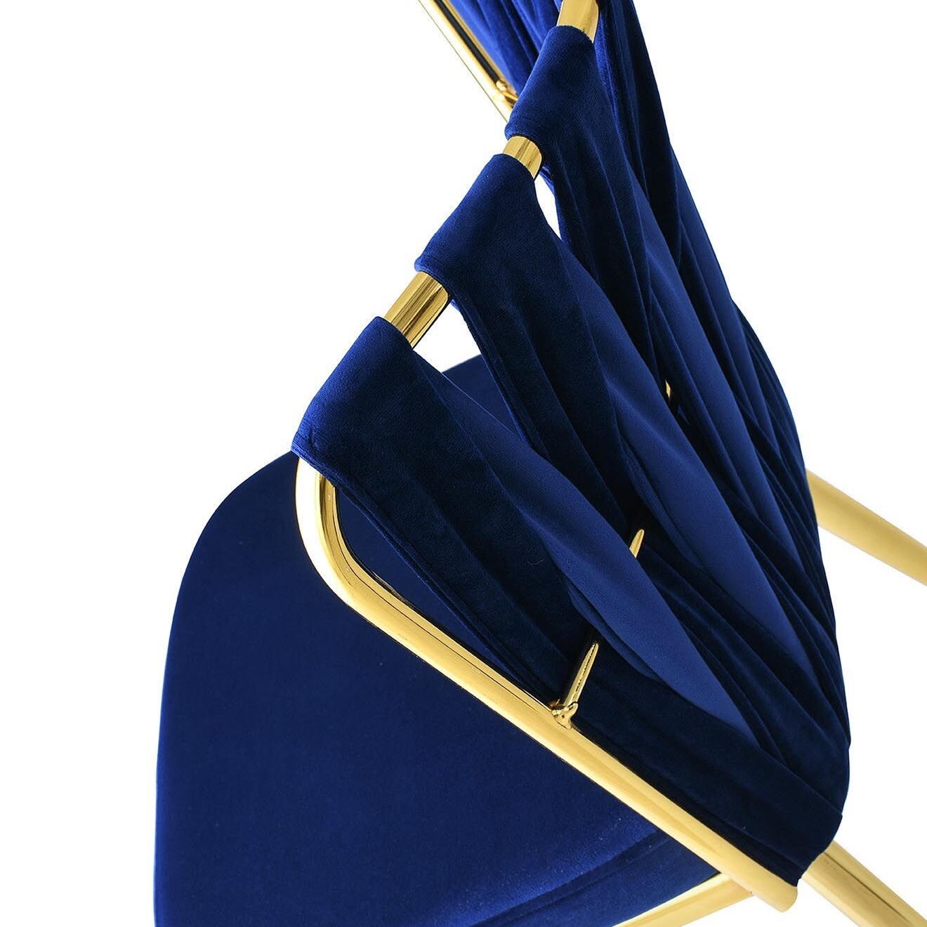 Homitis 2 Chaises Kusakli doré/bleu marine - 43x82x43 cm