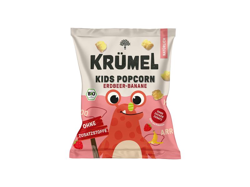 KRÜMEL Knabberspass Kids Popcorn Banane-Erdbeere 8x 20 g Bio Kids Popcorn Erdbeere und Banane