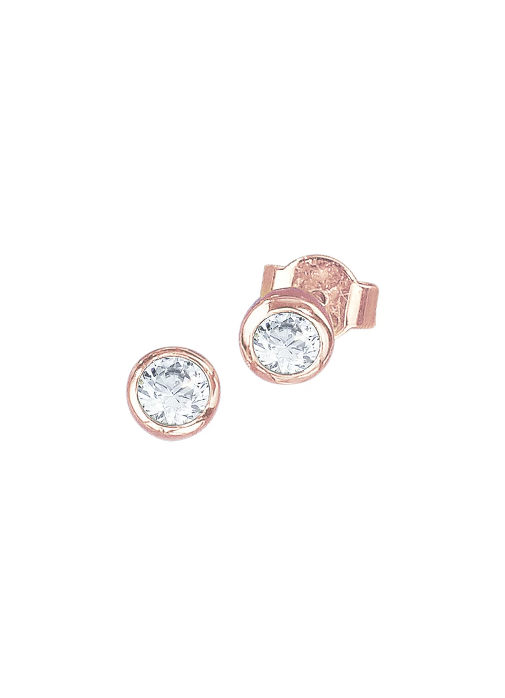 Hochglänzende Ohrstecker in Roségold mit Brillanten
