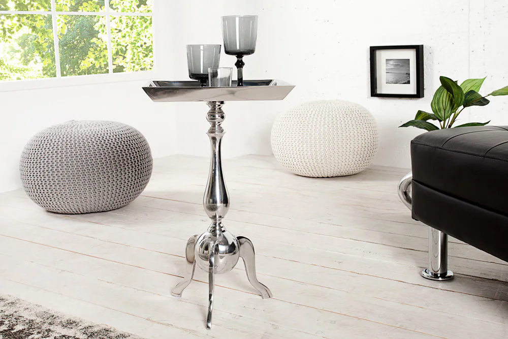 riess-ambiente Beistelltisch TRAYFUL - 55cm silber Aluminium Tablett-Tisch