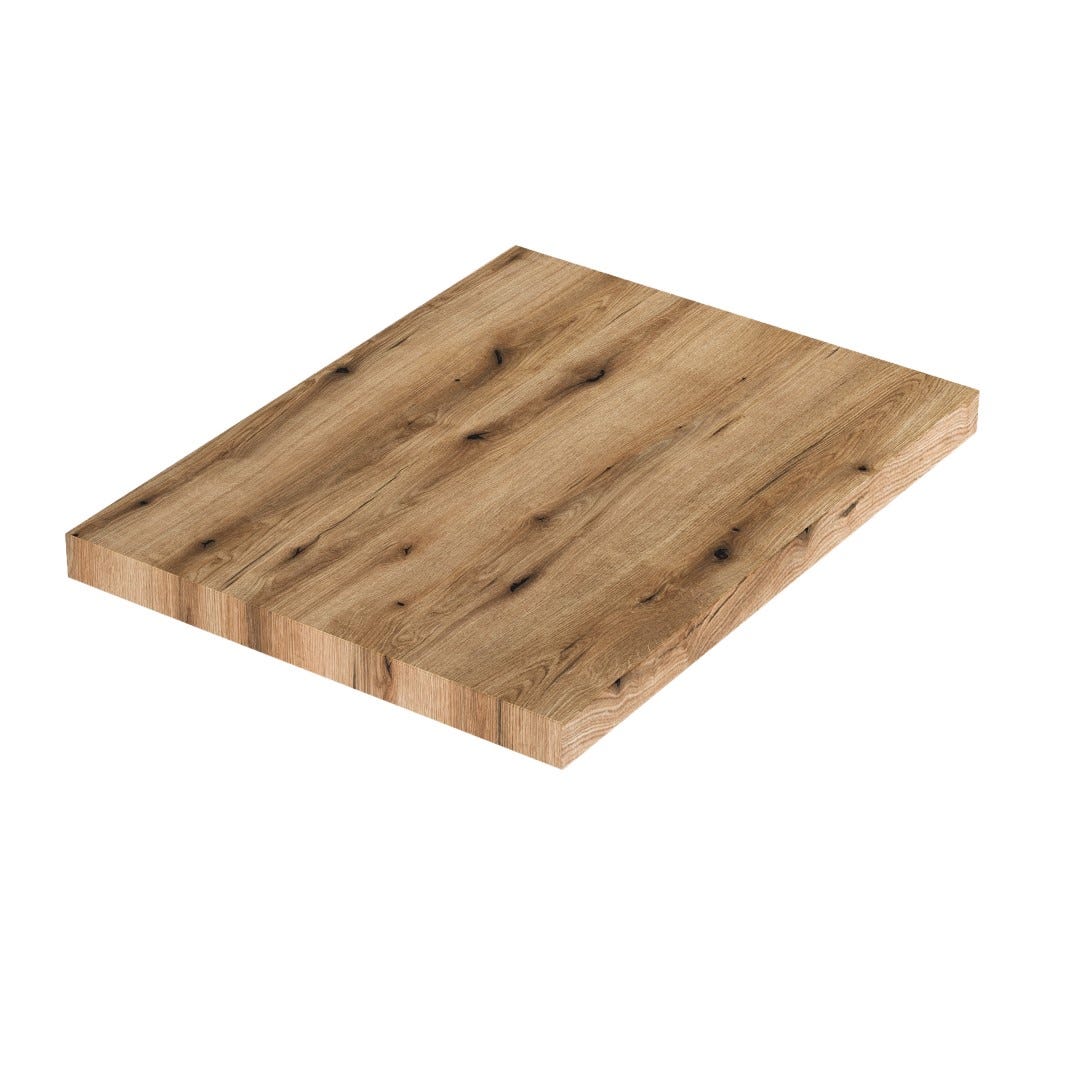 Plank van 60 cm voor opzetwastafel in eikenhoutlook