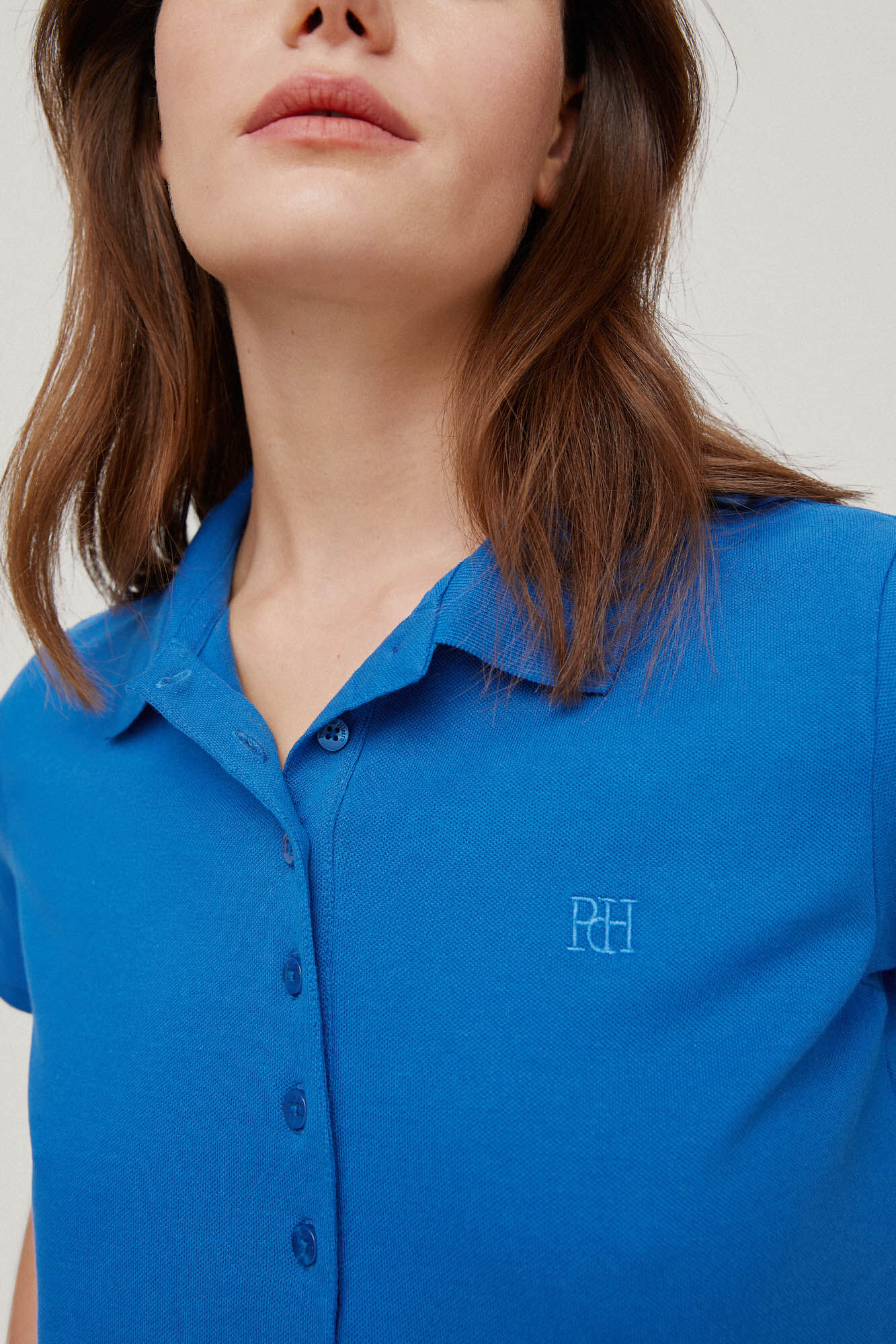 Camisa polo lisa de manga curta - Turquesa