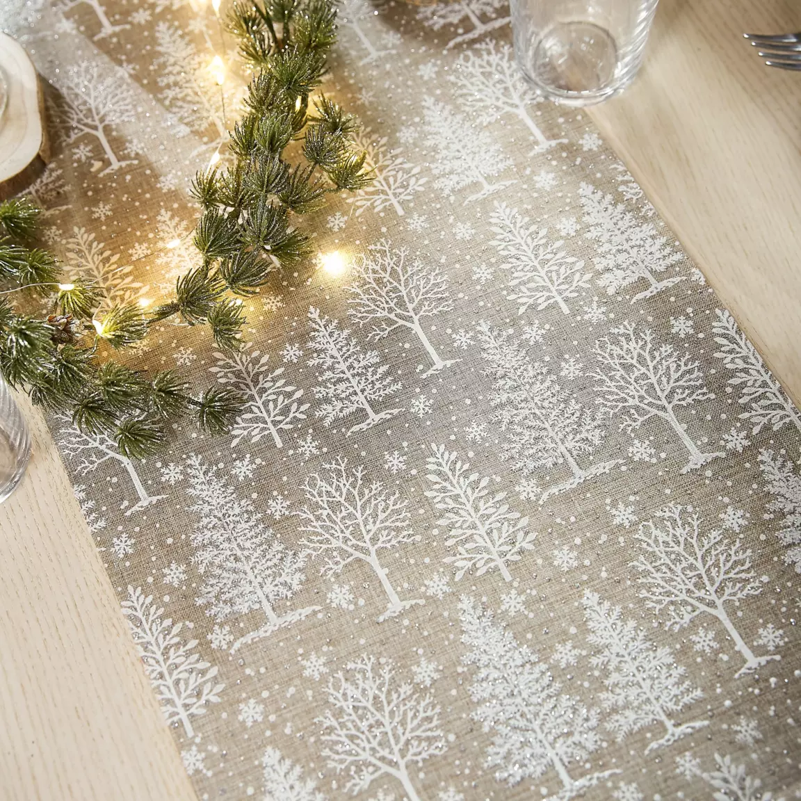 Chemin de table décoratif (300 x 28 cm) Forêt Naturel