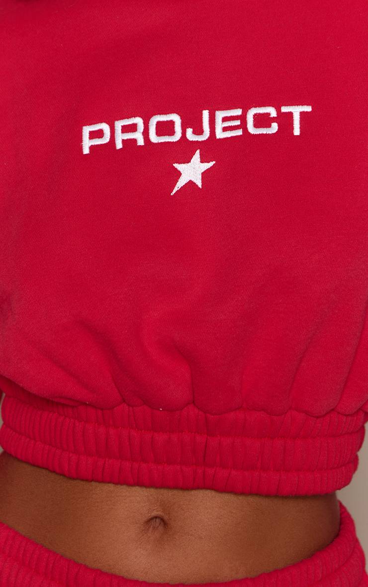 Rouge Sweat-shirt Petite À Ourlet Court Élastiqué Avec Motif Graphique