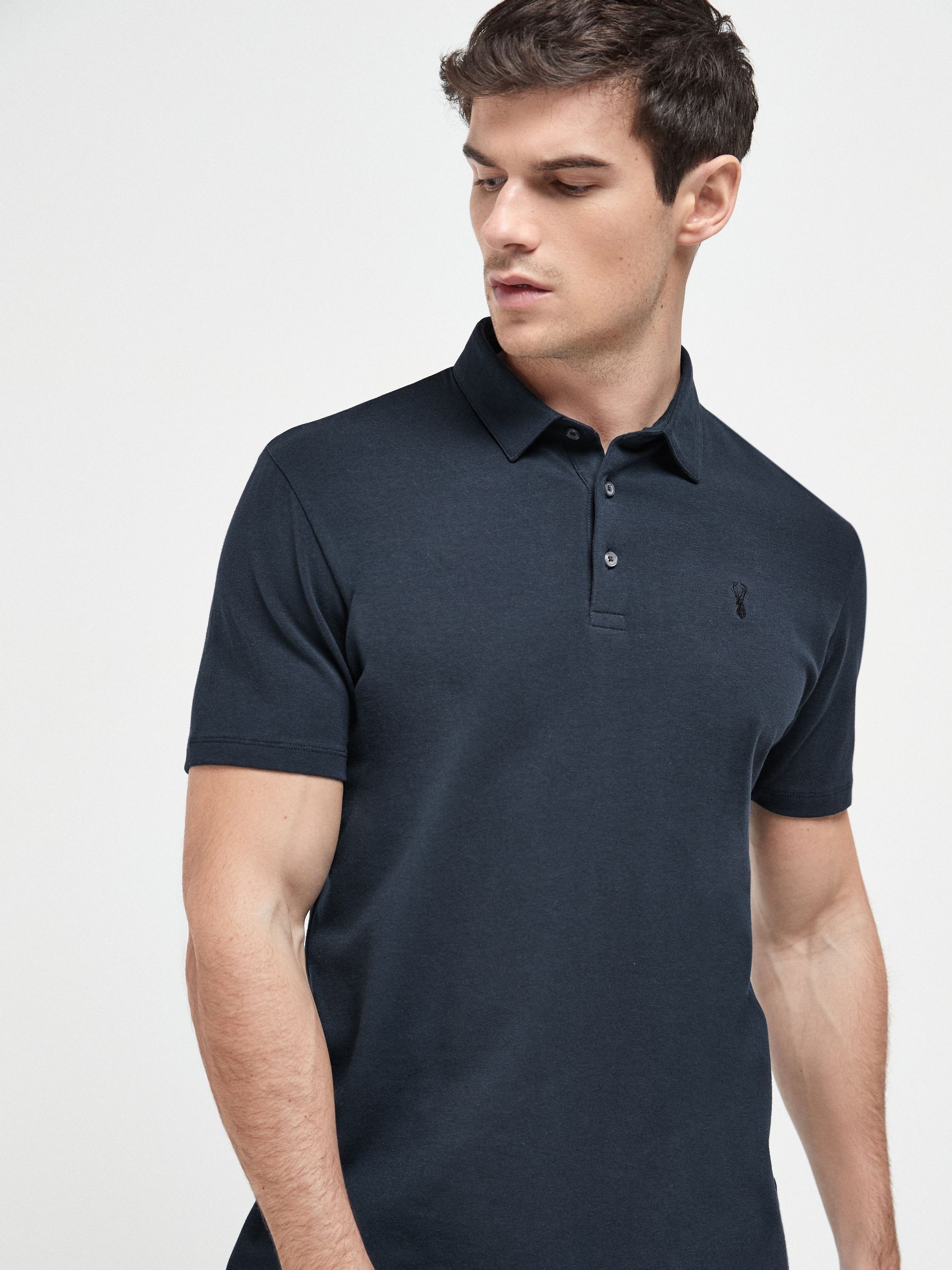 Blauw/grijs/zwart - Set van 3 jersey poloshirts met korte mouwen