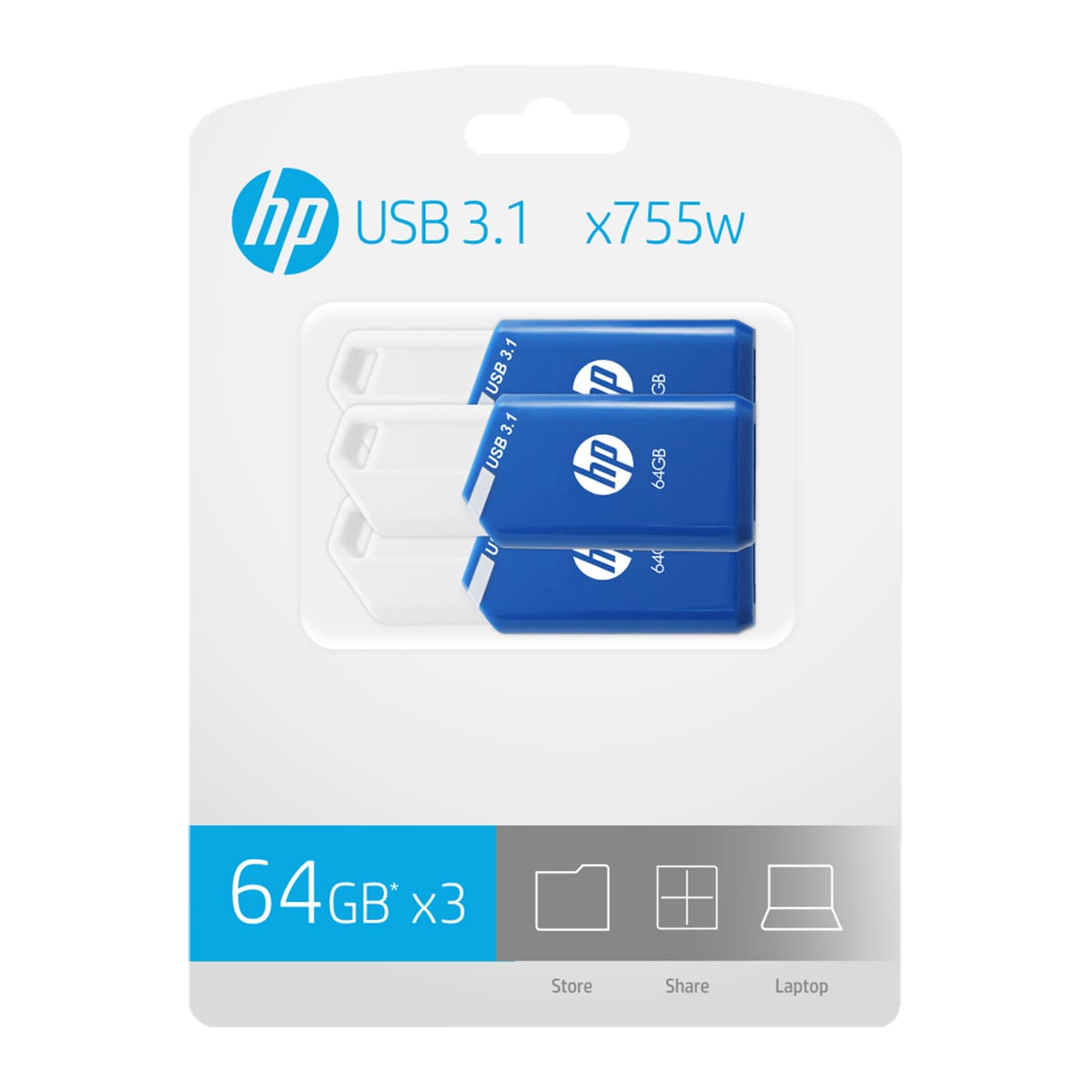 HP x755w USB 3.1 minnepinne 64 GB (3-pk.)