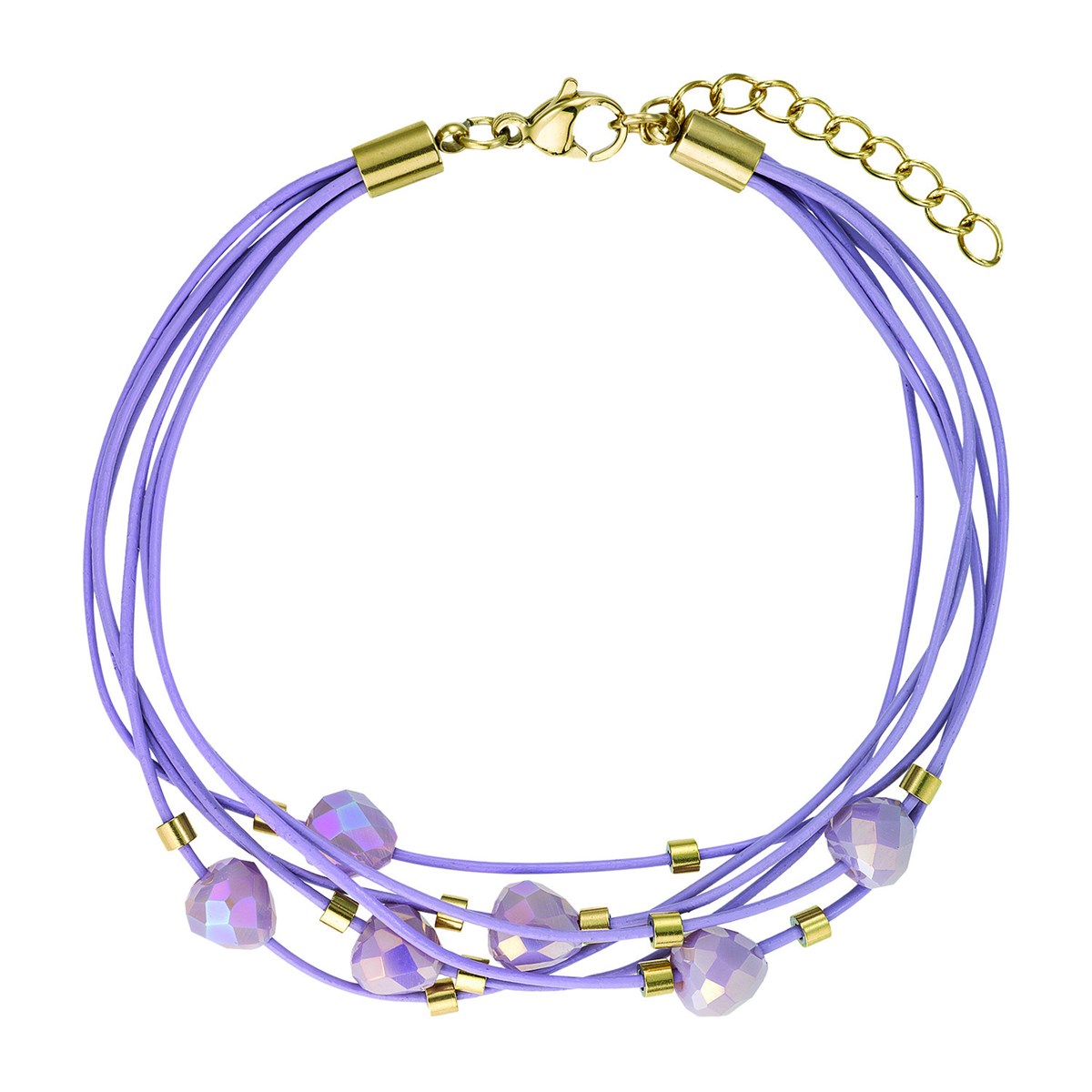Bracelet Go Mademoiselle multi-rangs cuir violet