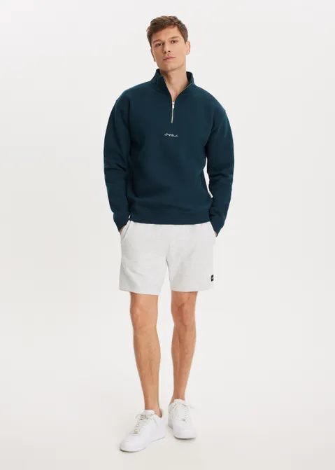 Brushed half zip sweater blauw (TURQ.D)
