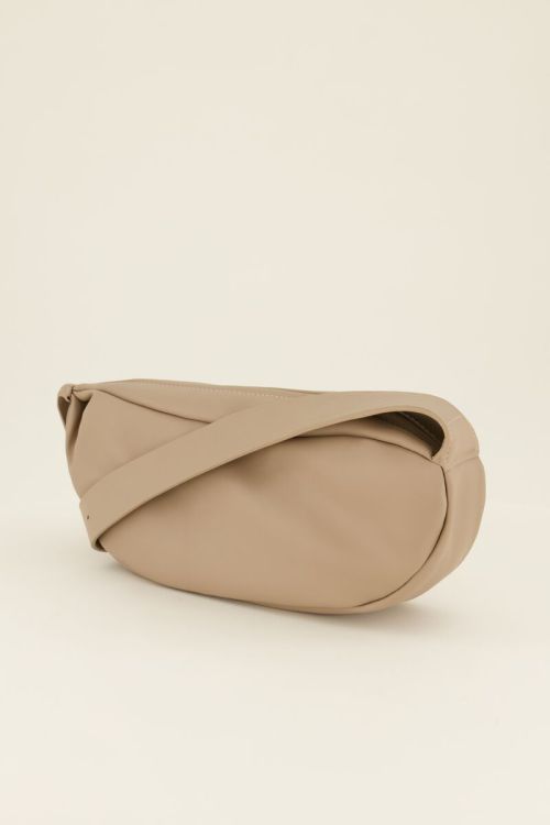 Beige crossbody tas langwerpig