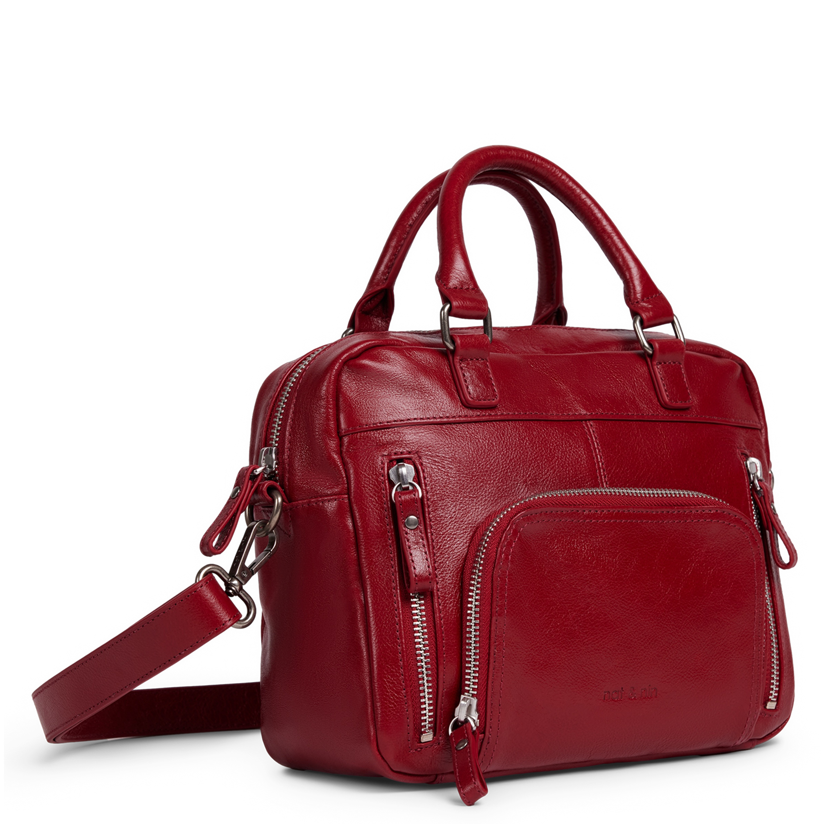 MINI MACY - Sac à main multipoches en cuir | Rouge