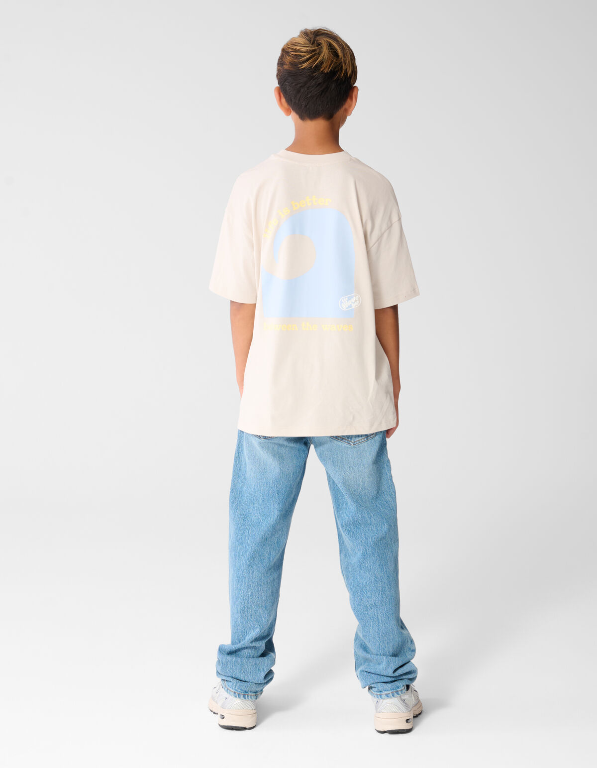 Oversized Waves Artwork T-shirt Beige