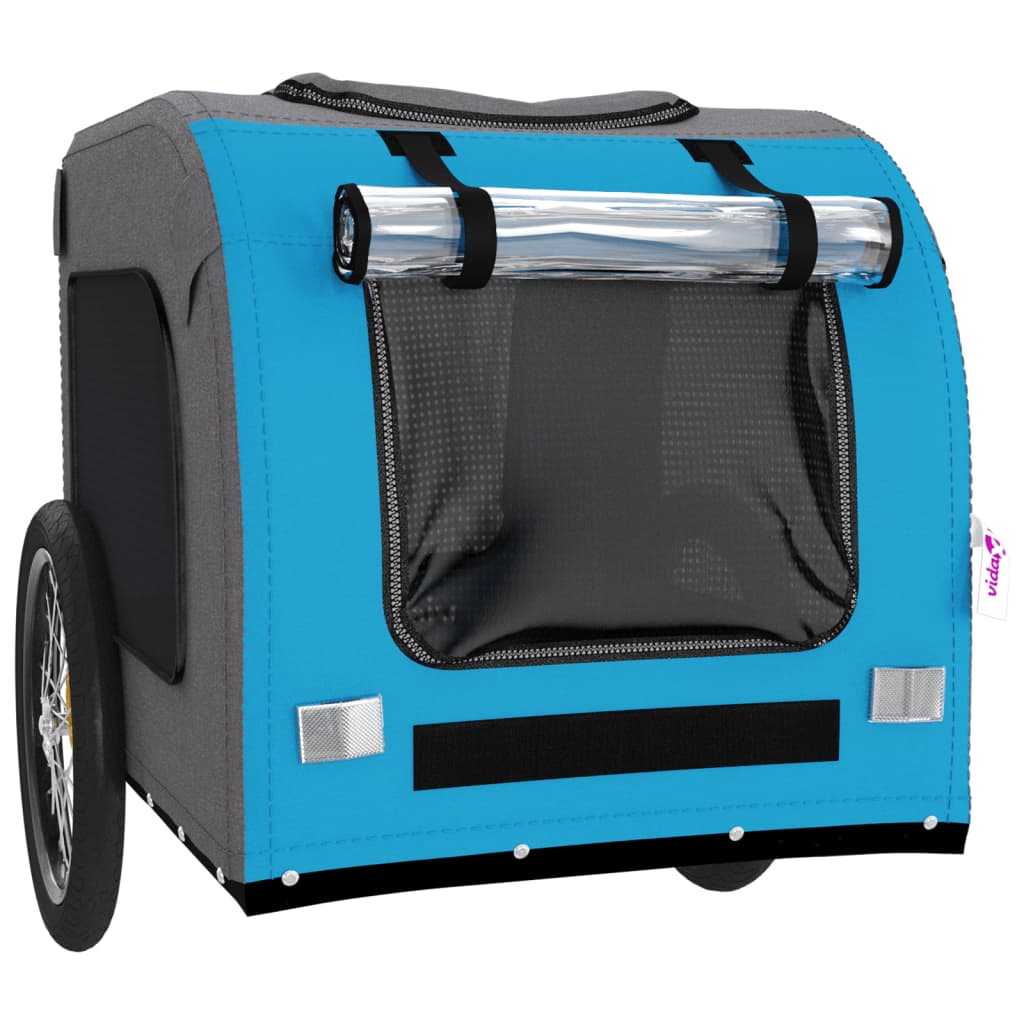 Reboque para cães para bicicleta vidaXL, ferro, tecido Oxford, cinza-azulado